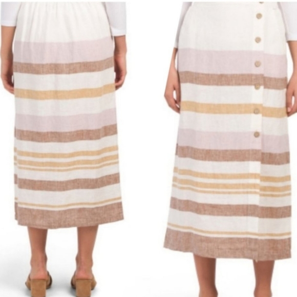 Rachel Zoe Midi Linen Stripe Skirt Size Large - Picture 7 of 7
